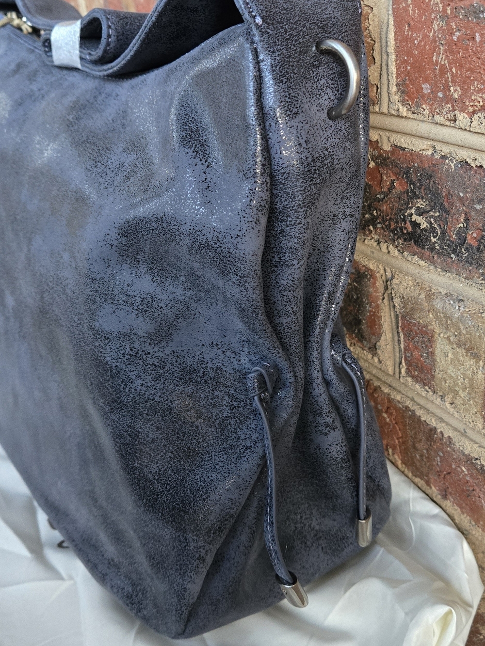 HOBO Distressed Kori Shoulder Bag - Buffed Navy - Picture 2 of 9